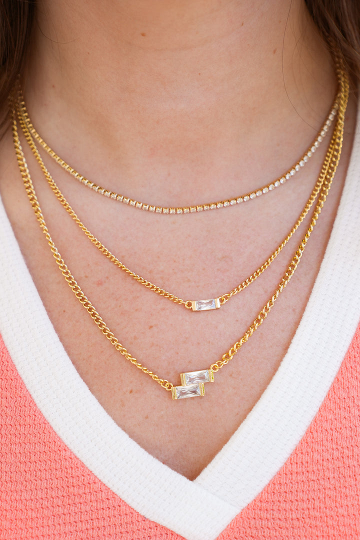 Treasure Jewels Crystal Trinity Layer Necklace