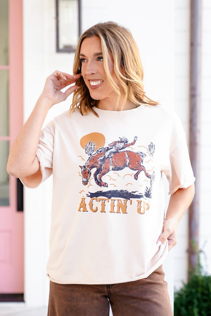 Plus/Reg Short Sleeve "Actin' Up" Graphic Tee