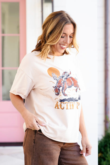 Plus/Reg Short Sleeve "Actin' Up" Graphic Tee