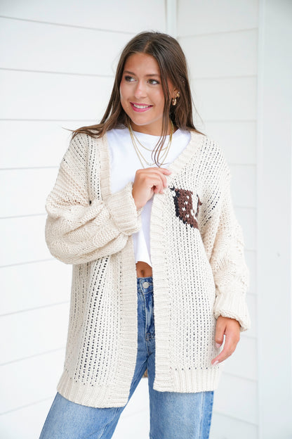 Long Sleeve Horse Print Knit Cardigan