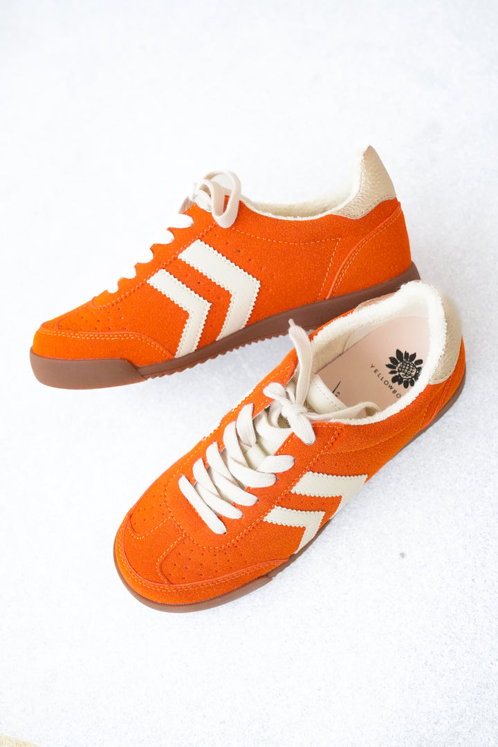 Yellow Box Retro Suede Lace Up Sneaker with Contrast Stripe