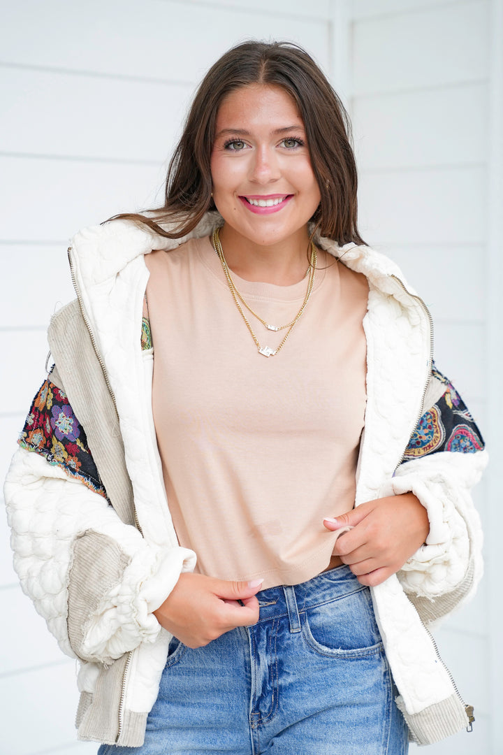 Solid Short Sleeve Round Neck Crop Tee