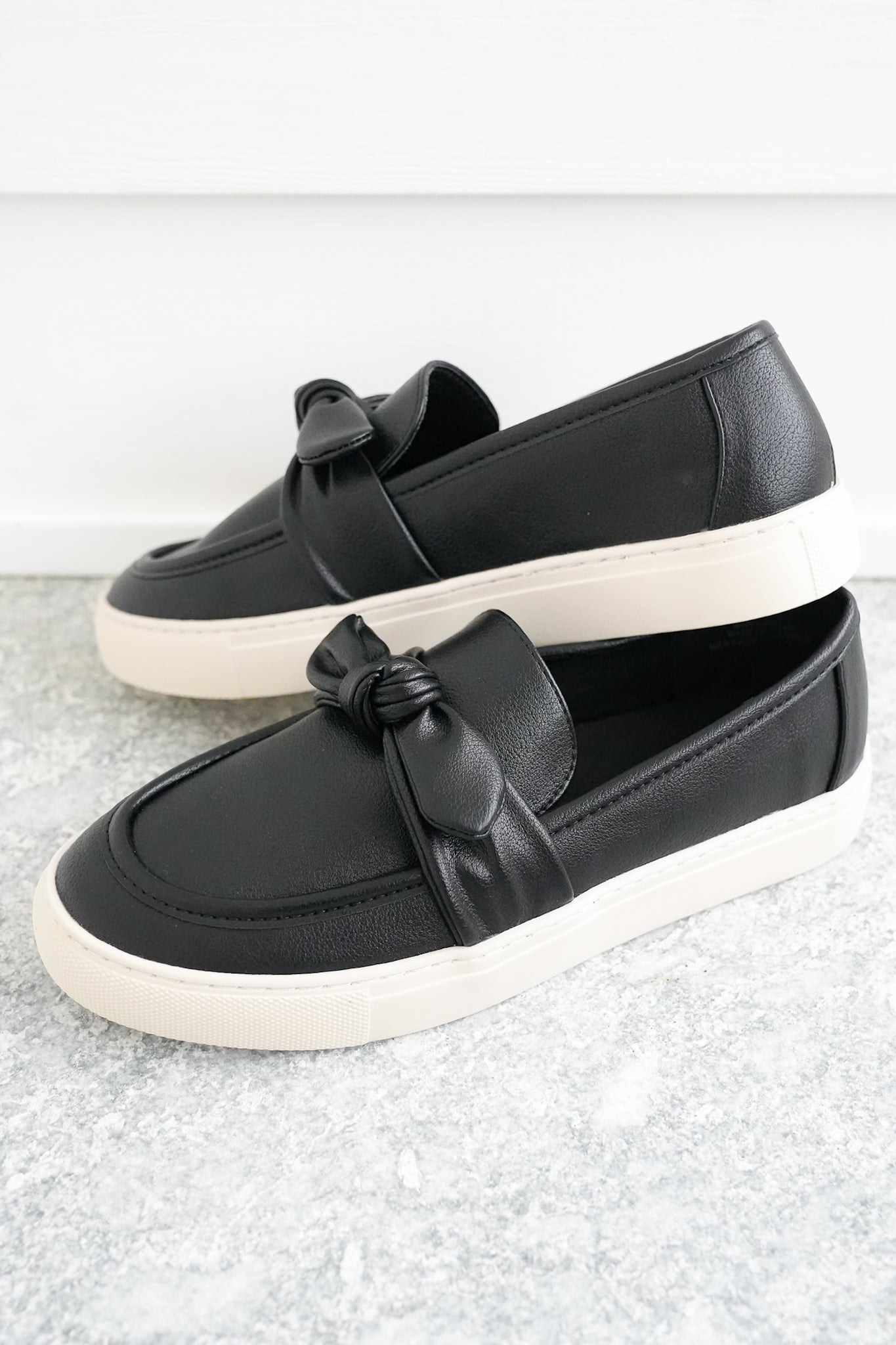 Corky's "Why Knot" Vegan Leather Slip On Loafer Sneaker with Tied Knot