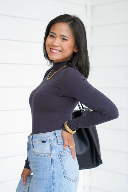 Knit Seamless Turtle Neck Long Sleeve Bodysuit