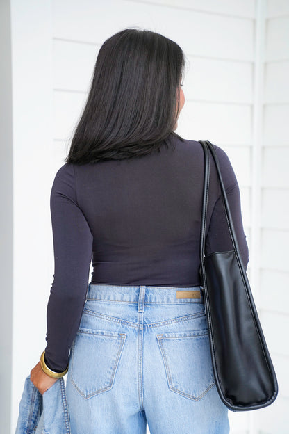 Knit Seamless Turtle Neck Long Sleeve Bodysuit