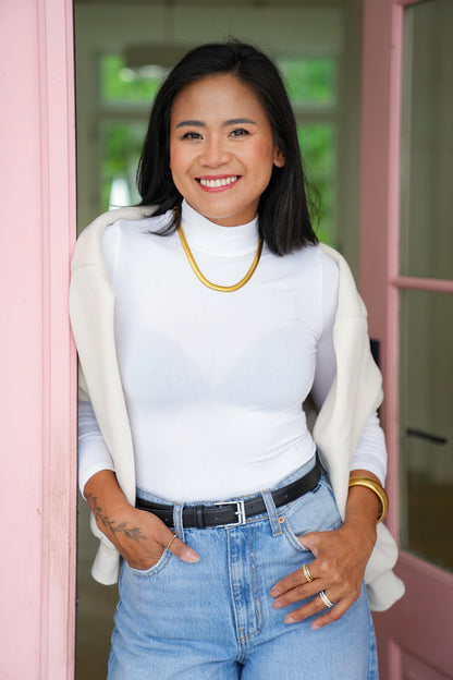 Knit Seamless Turtle Neck Long Sleeve Bodysuit