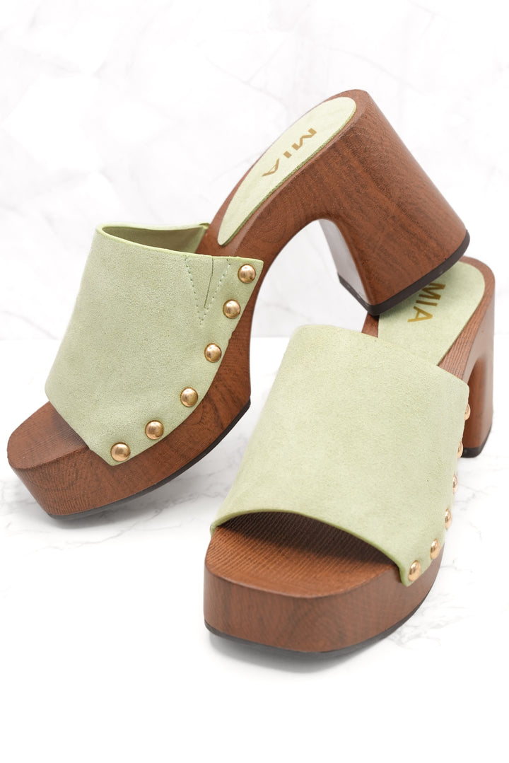 MIA Vegan Suede Chic Slide Platform Heel