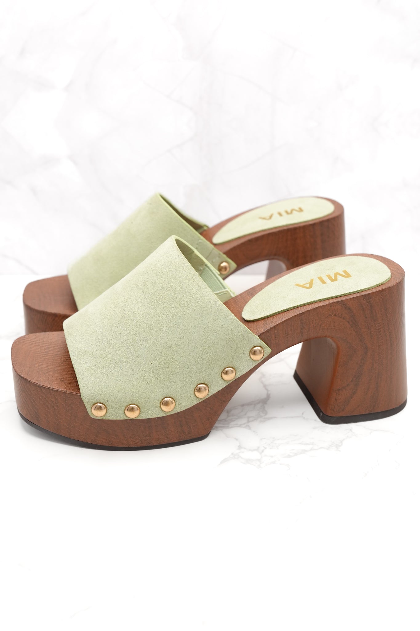 MIA Vegan Suede Chic Slide Platform Heel