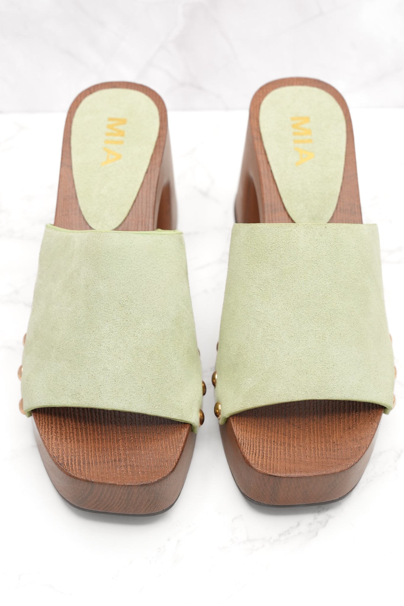 MIA Vegan Suede Chic Slide Platform Heel