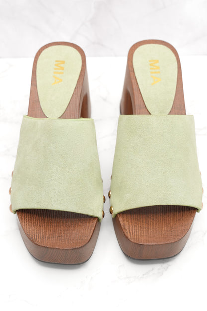 MIA Vegan Suede Chic Slide Platform Heel