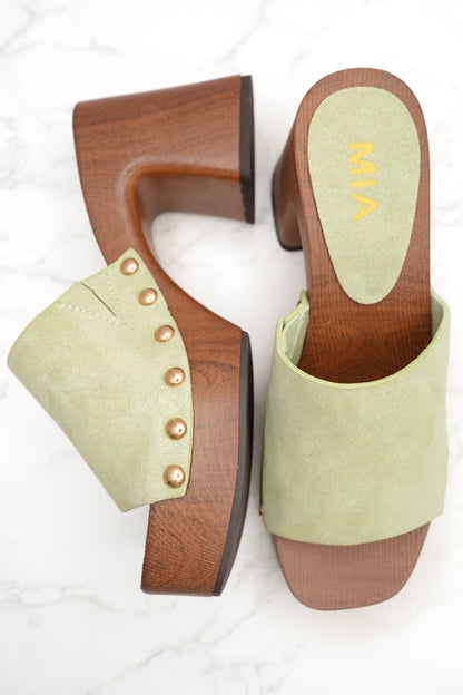 MIA Vegan Suede Chic Slide Platform Heel