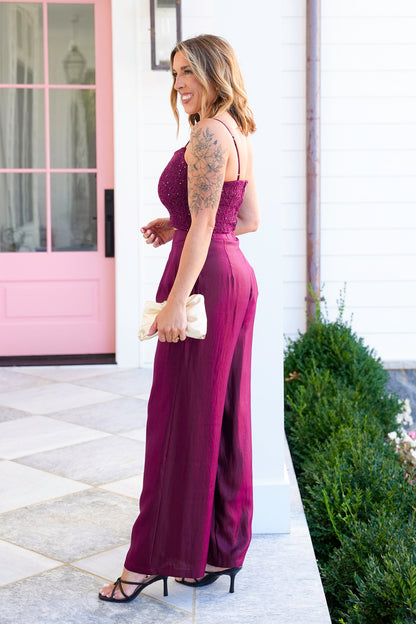 Sequin Sleeveless Crop Top and Pants Set