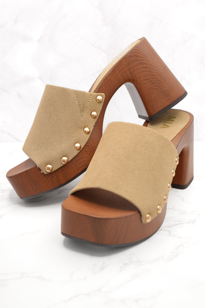 MIA Vegan Suede Slide Platform Heel