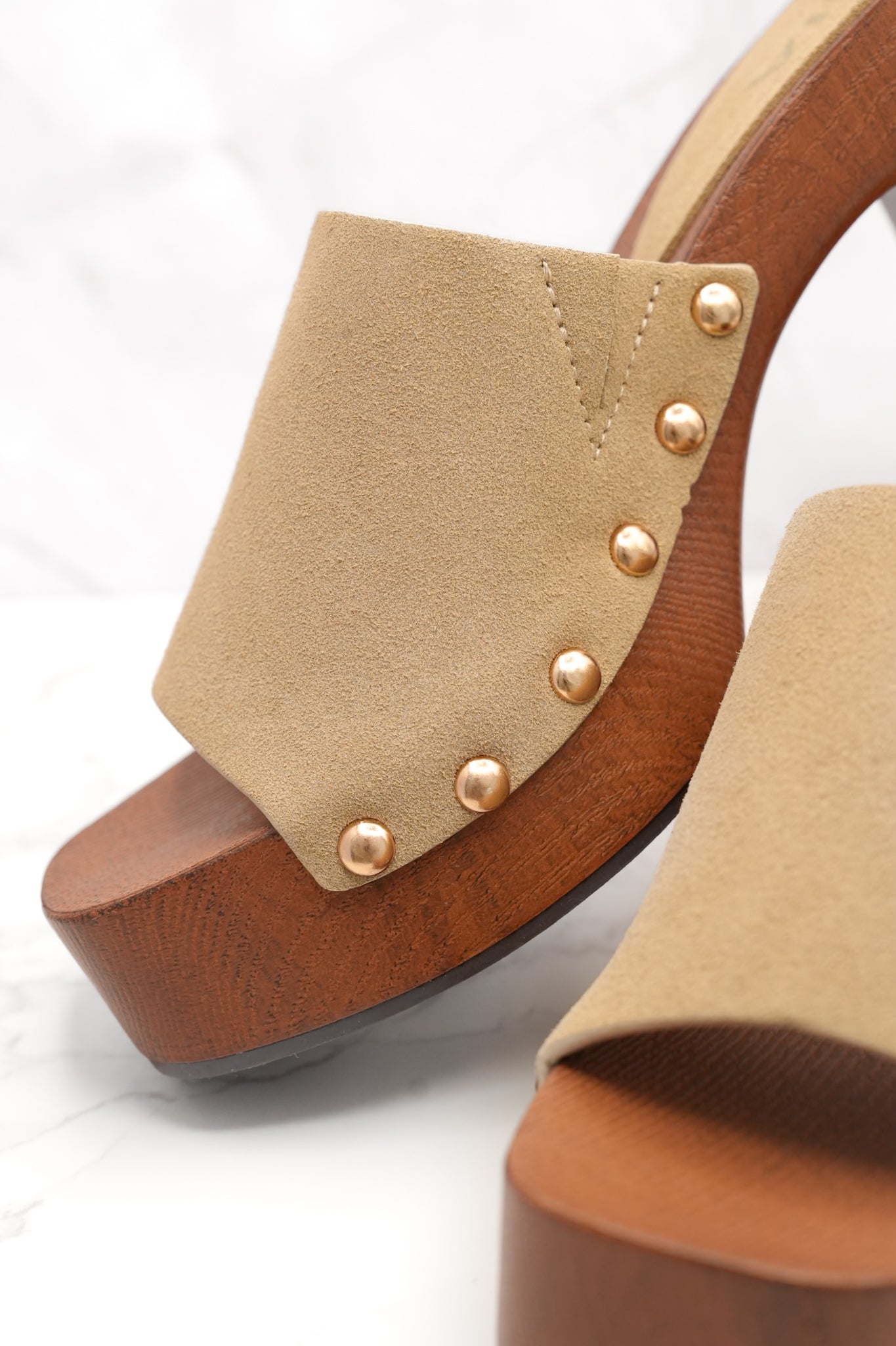 MIA Vegan Suede Slide Platform Heel