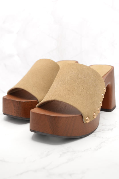 MIA Vegan Suede Slide Platform Heel