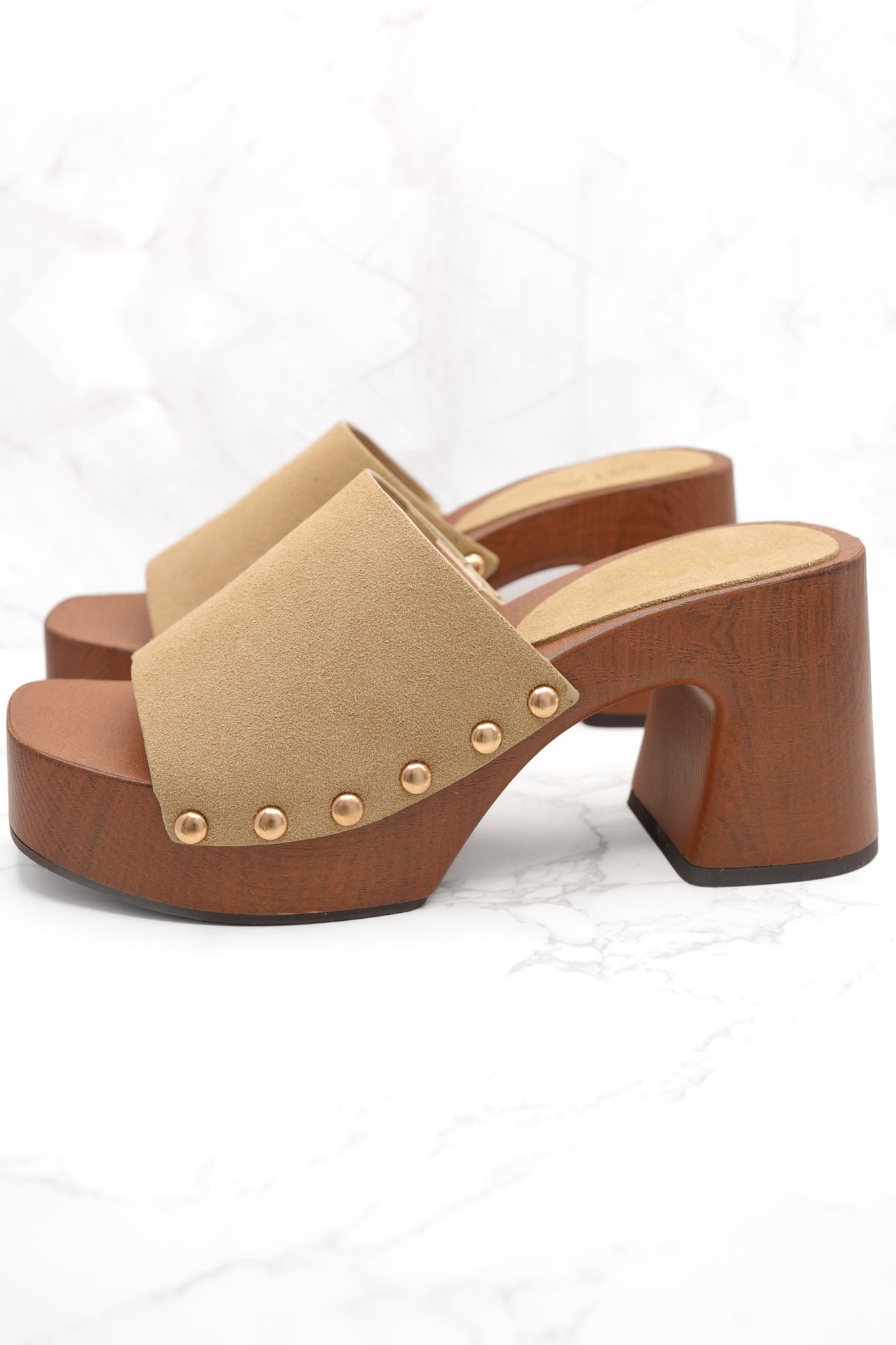 MIA Vegan Suede Slide Platform Heel