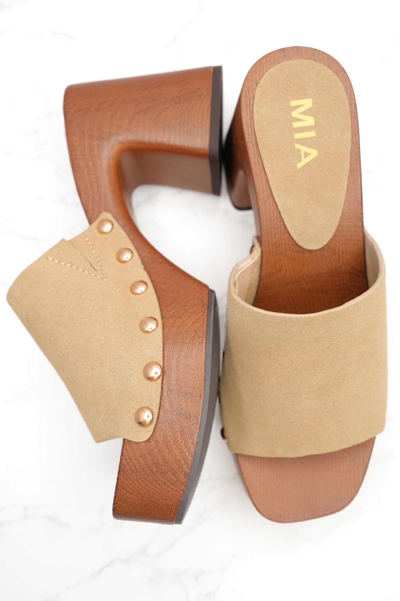 MIA Vegan Suede Slide Platform Heel