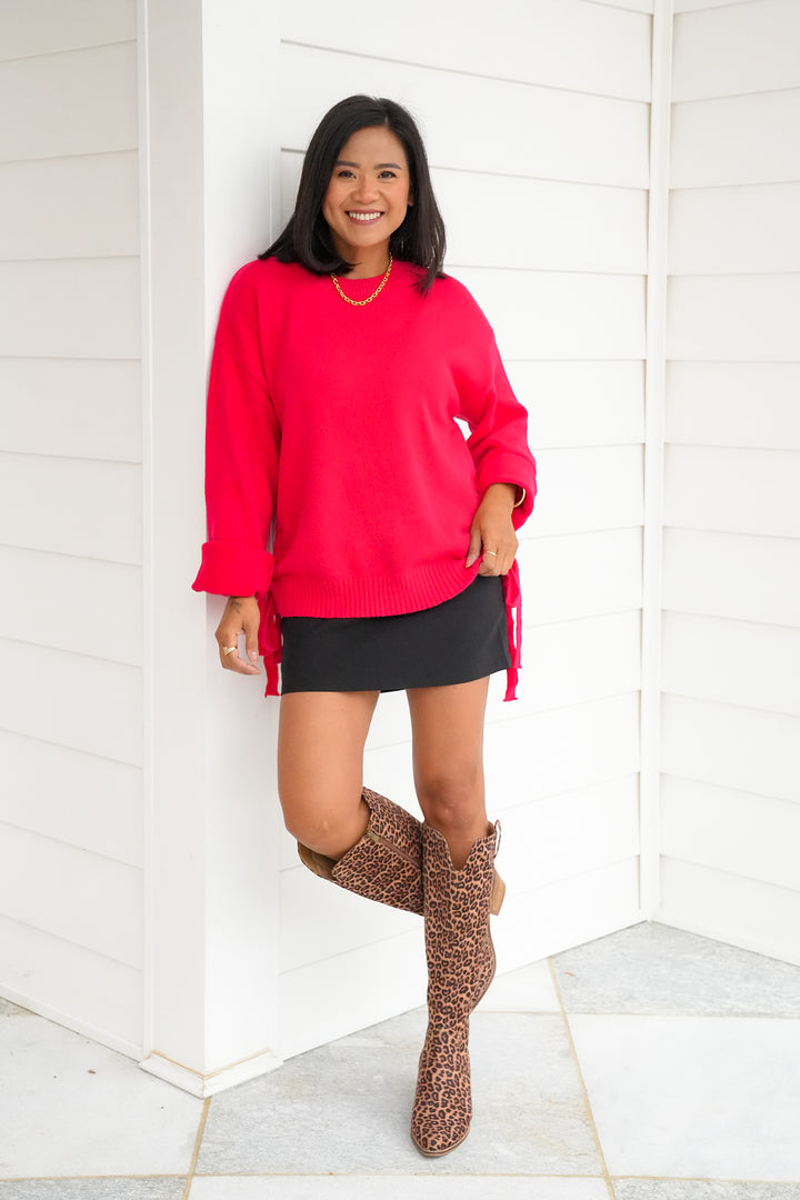 Long Sleeve Sweater with Side Ruching