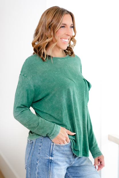 Door Buster! Zenana Washed Ribbed Dolman Sleeve Round Neck Top