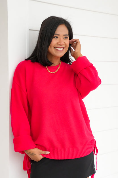 Long Sleeve Sweater with Side Ruching