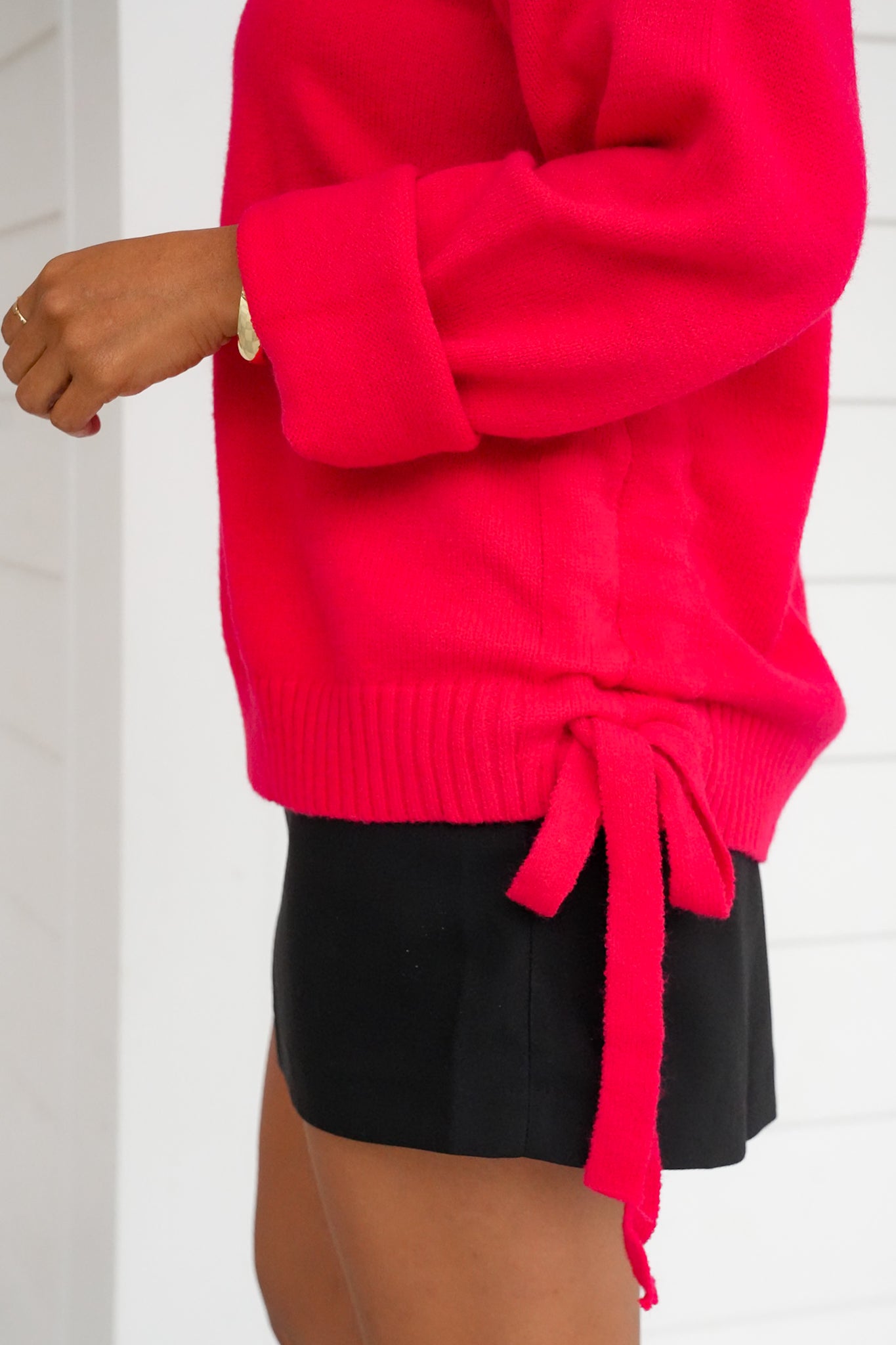 Long Sleeve Sweater with Side Ruching