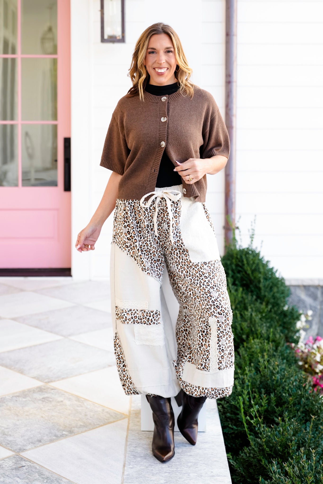 POL Leopard Print Elastic Waist Jogger Pants