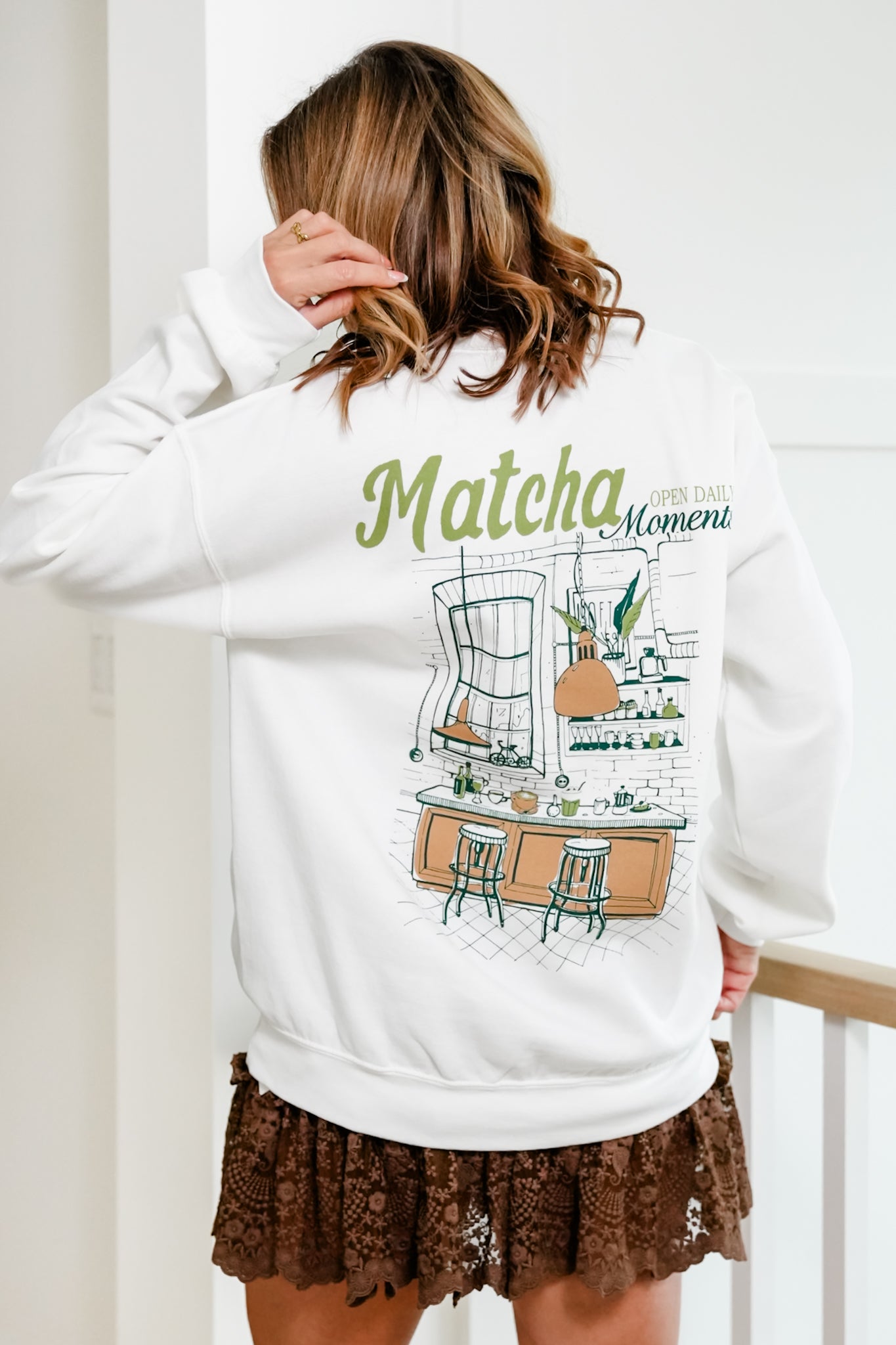 Long Sleeve "Matcha Moments" Graphic Sweatshirt