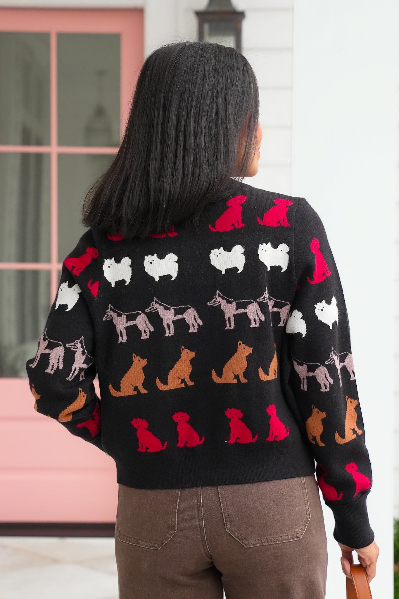 Dog Pattern Long Sleeve Button Down Cardigan