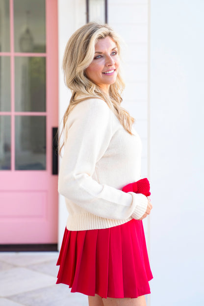 Knit Long Sleeve Button Down Cardigan with Bows