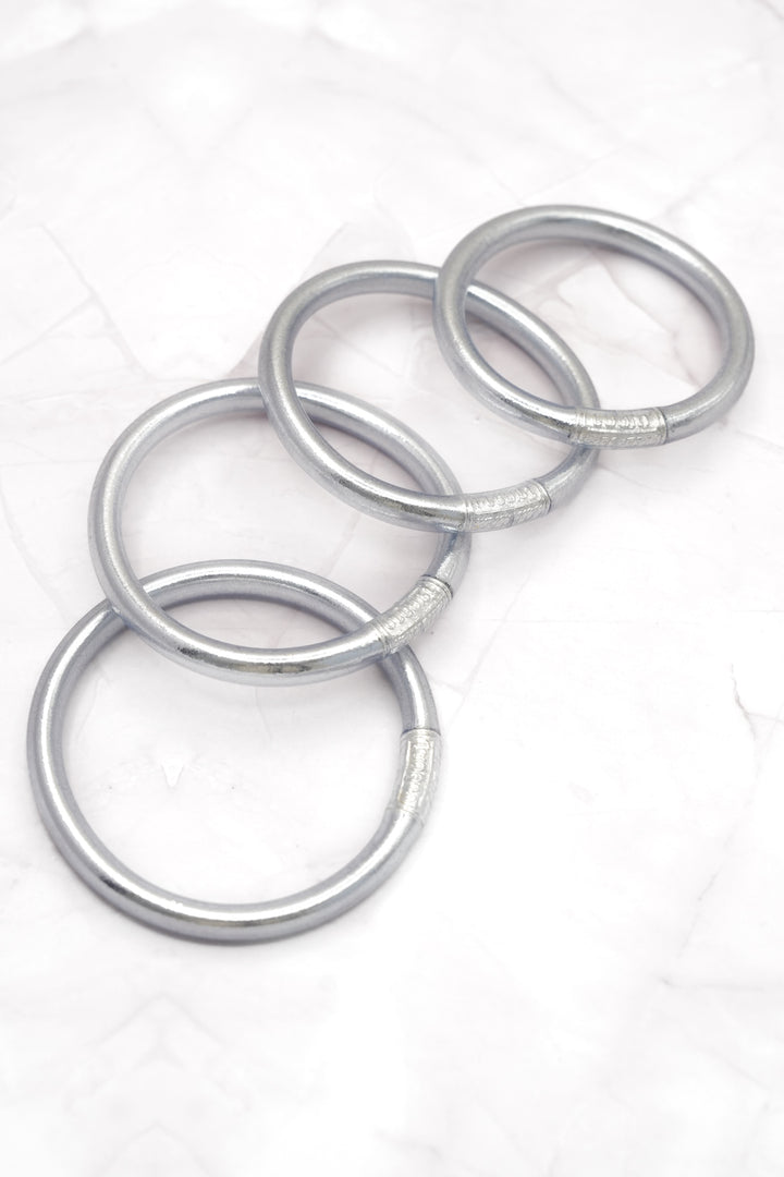 Luxe Silver Mantra Bangle Bracelets