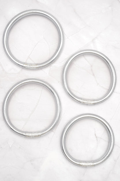 Luxe Silver Mantra Bangle Bracelets