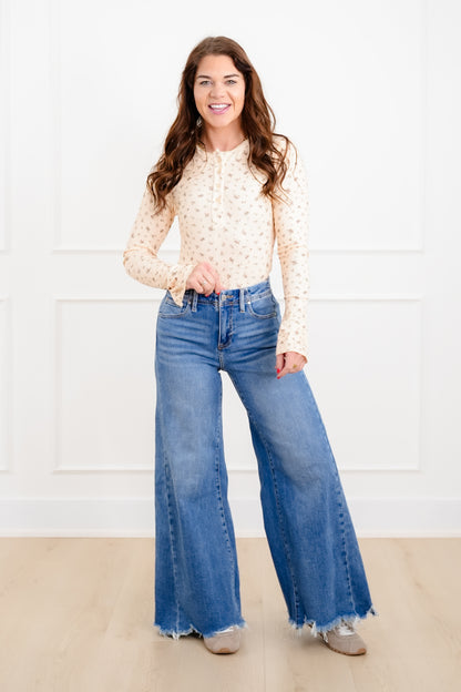 Floral Print Long Bell Sleeve Bodysuit