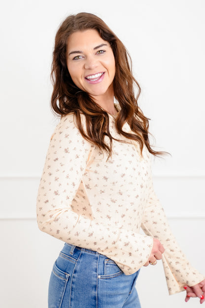 Floral Print Long Bell Sleeve Bodysuit