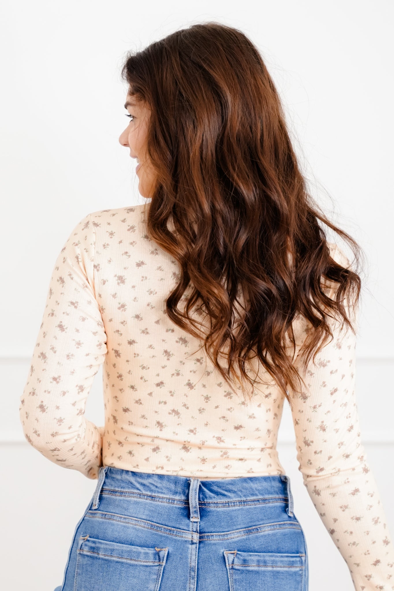 Floral Print Long Bell Sleeve Bodysuit