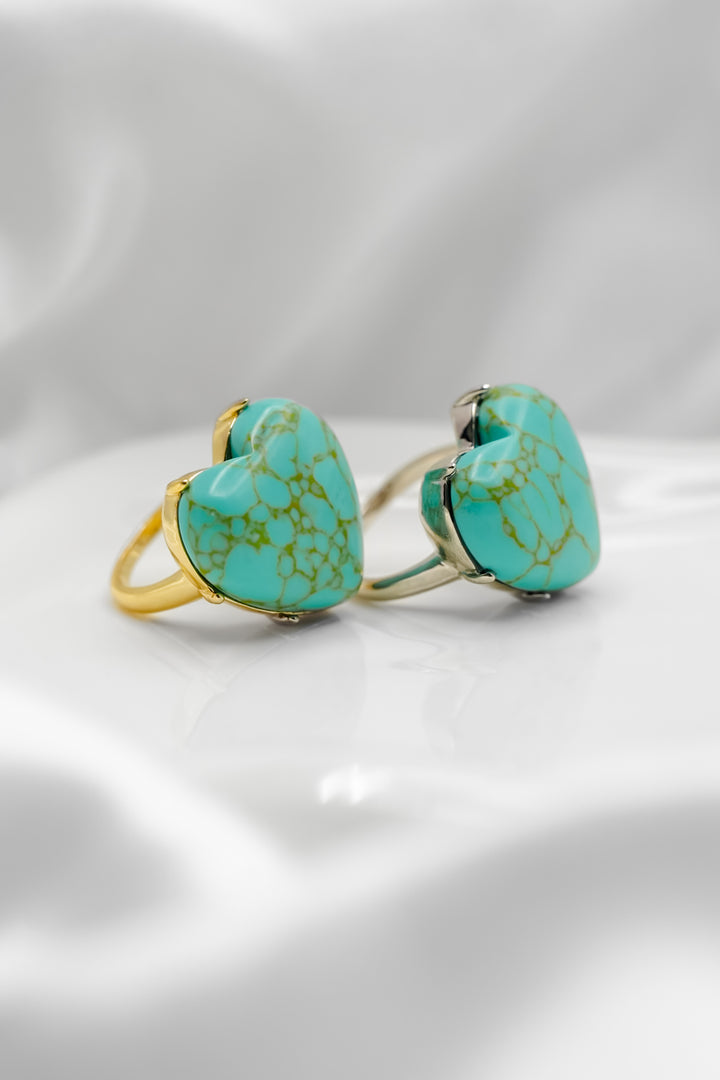 Sis Kiss Palm Beach Turquoise Stone Heart Ring