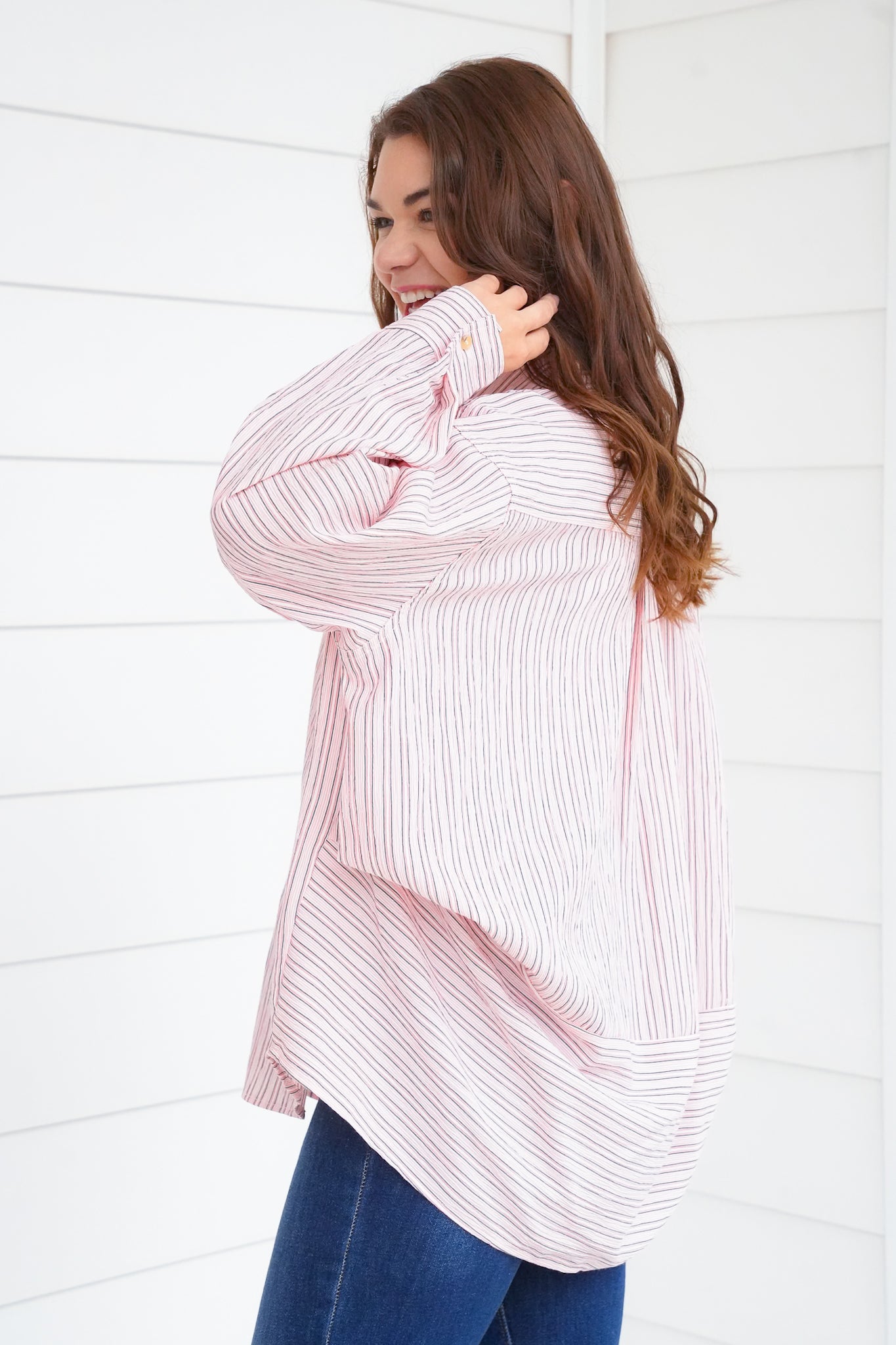 Stripe Long Sleeve Button Down Top