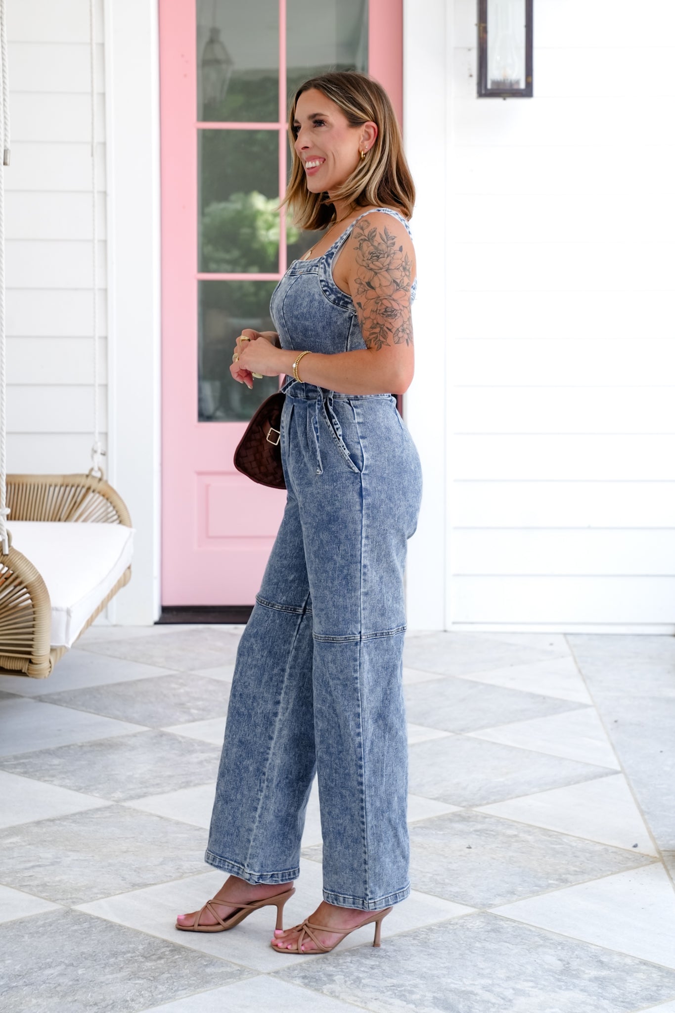 Sleeveless Zip Up Jumpsuit with Side Tie Detail