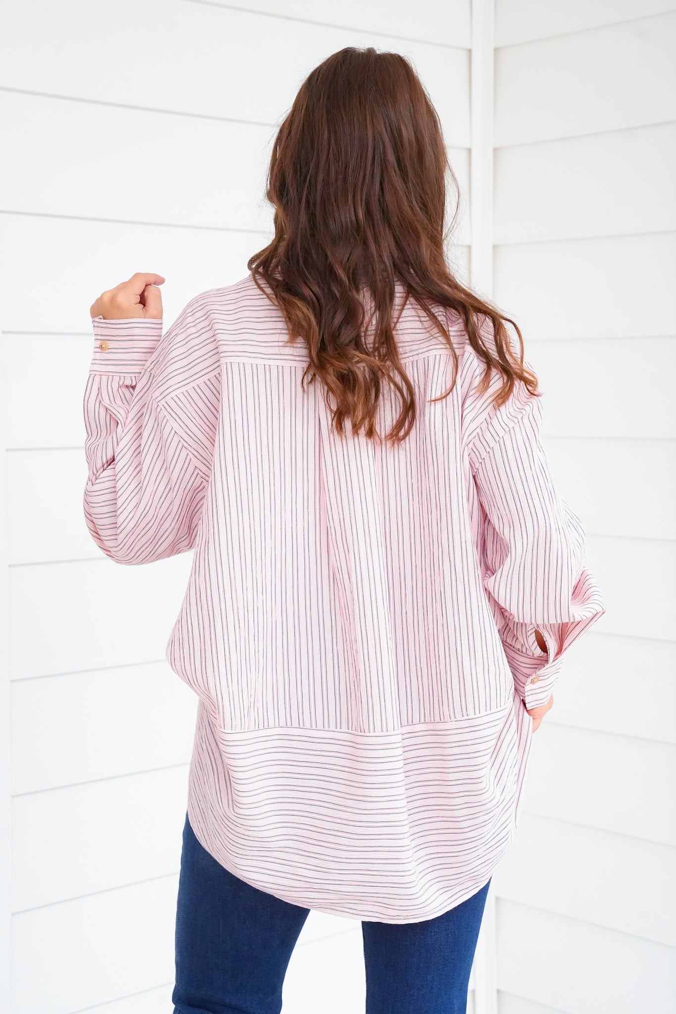 Stripe Long Sleeve Button Down Top