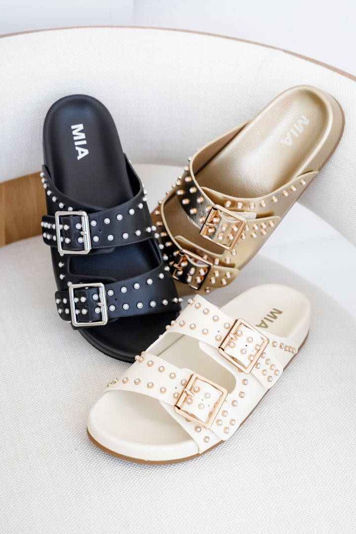 MIA Studded Dual Buckle Slip-On Sandal