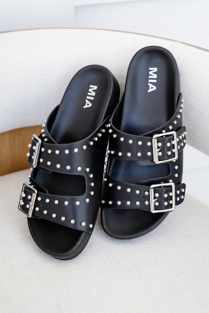 MIA Studded Dual Buckle Slip-On Sandal