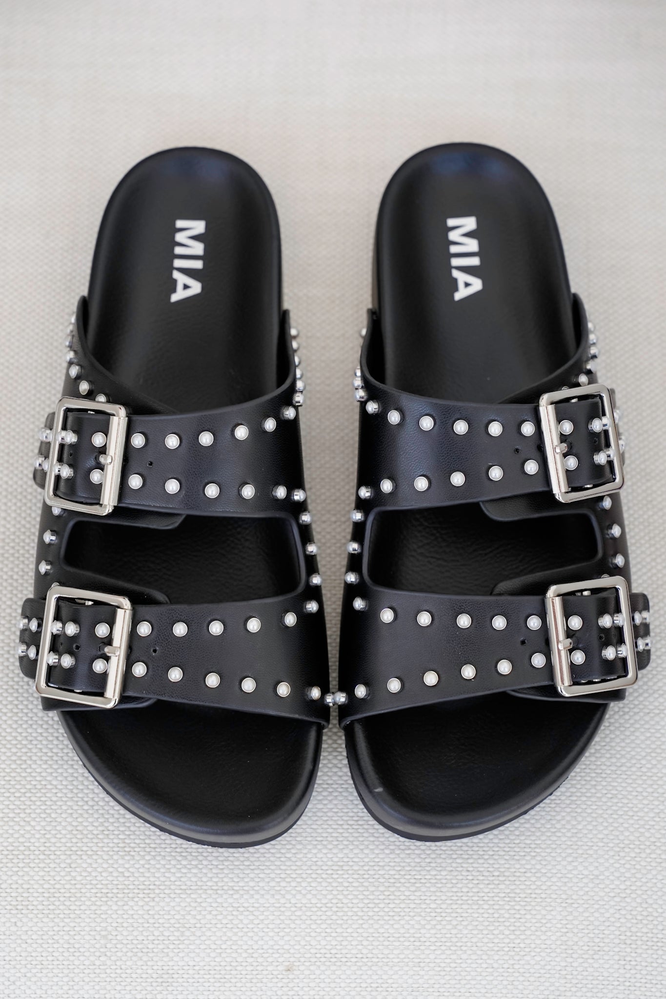 MIA Studded Dual Buckle Slip-On Sandal