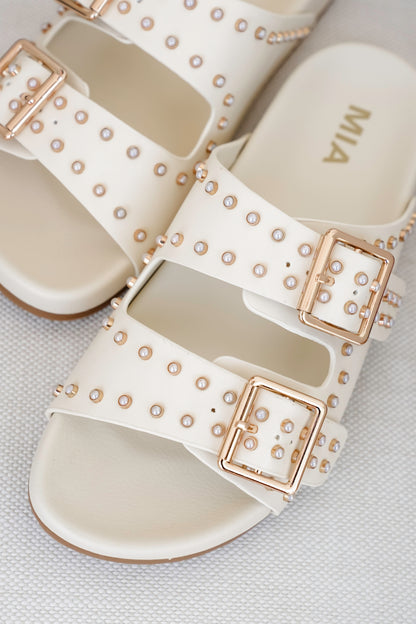 MIA Studded Dual Buckle Slip-On Sandal