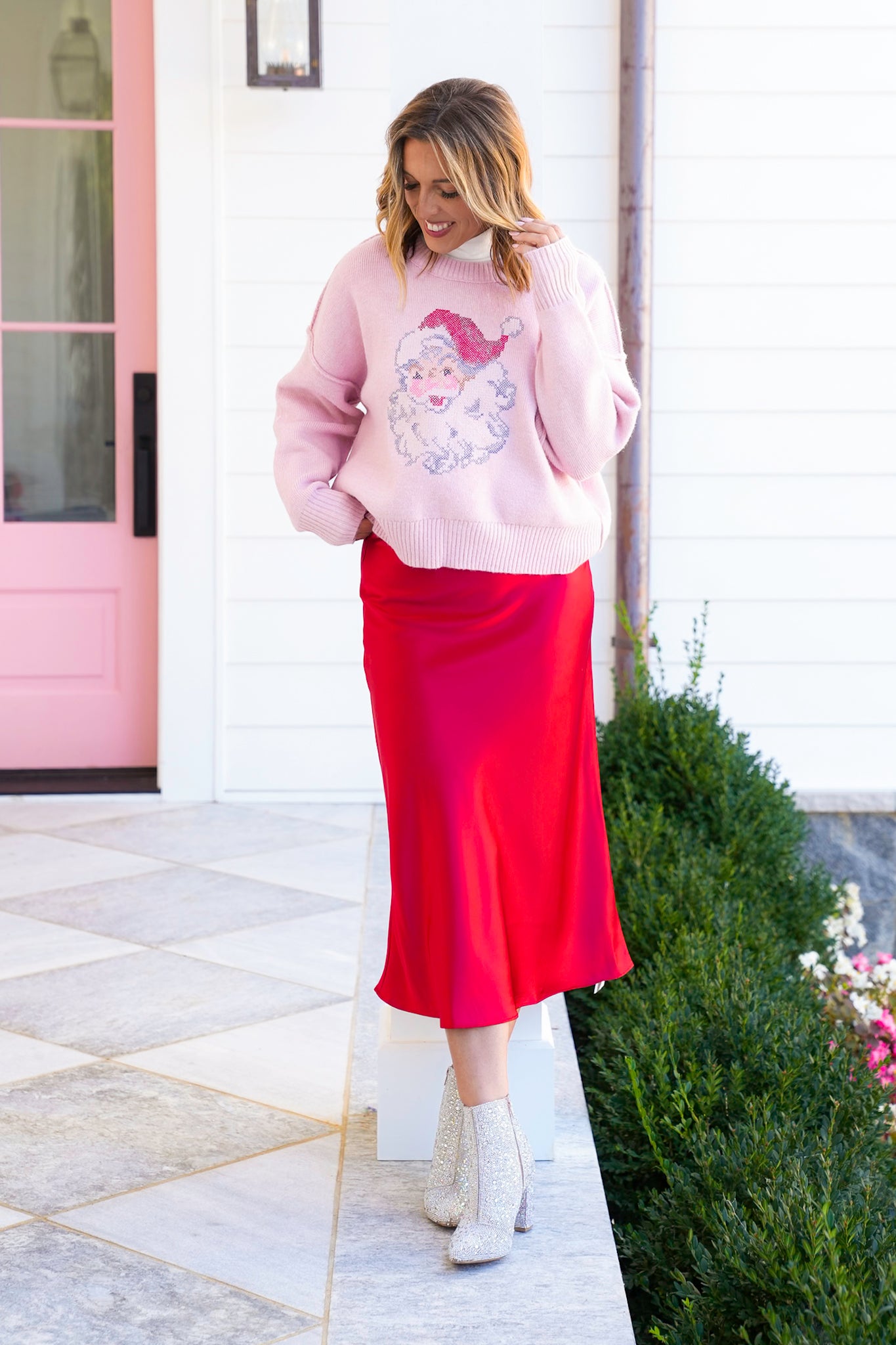 Santa Embroidery Long Sleeve Sweater