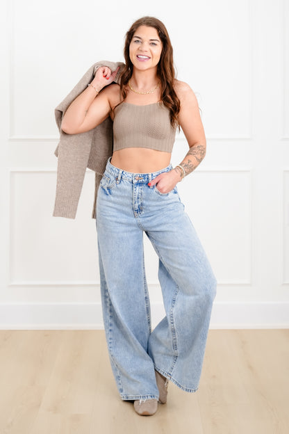 Cable Knit Pattern Bralette with Adjustable Straps
