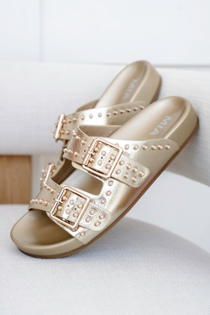 MIA Studded Dual Buckle Slip-On Sandal