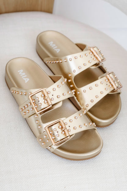 MIA Studded Dual Buckle Slip-On Sandal