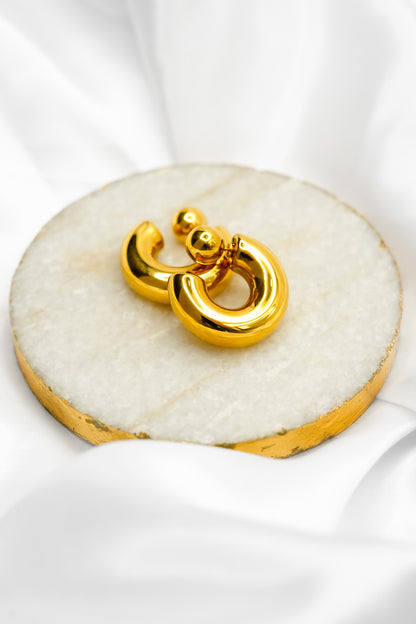 Mila + Stevie DAISY Thick Circle Bubble Hoop with Ball Clasp