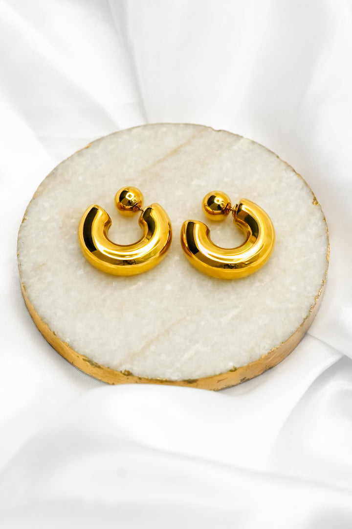 Mila + Stevie DAISY Thick Circle Bubble Hoop with Ball Clasp