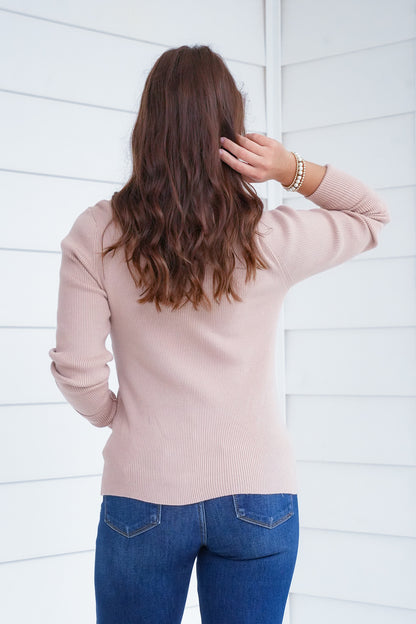 Ribbed Long Sleeve Crew Neck Pullover Sweater