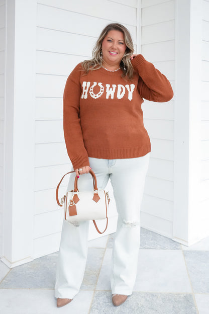 Long Sleeve Horseshoe Howdy Pullover Sweater